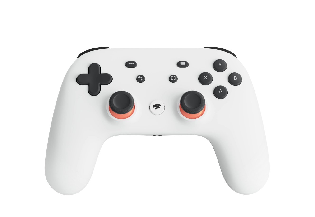 Controler Stadia cu o rachetă desenată manual care zboară din partea de sus, cu unde radio Bluetooth care pulsează.